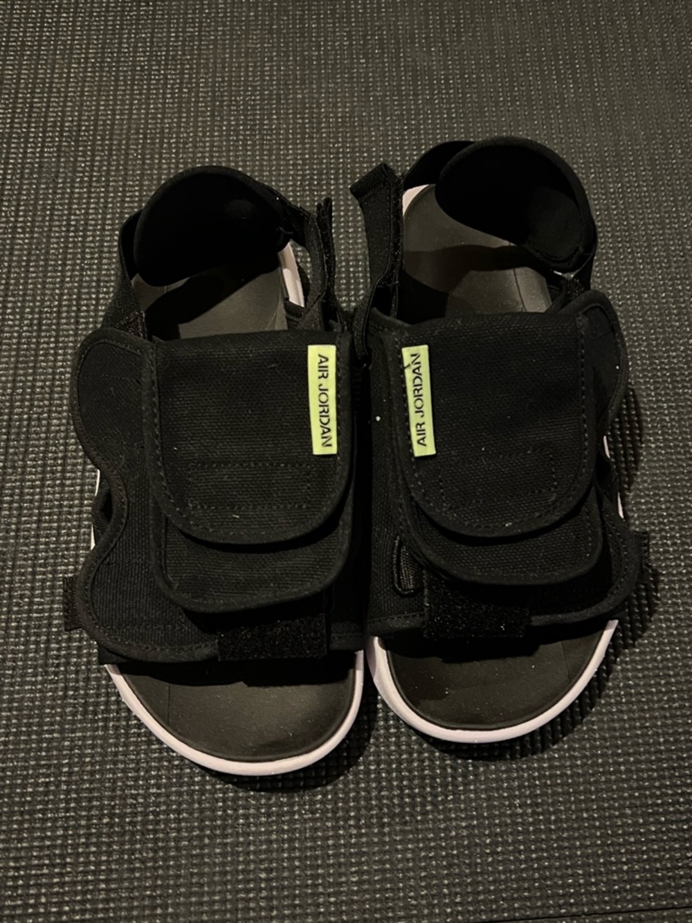 Jordan Kids Black Sandals with Neon Yellow Accent